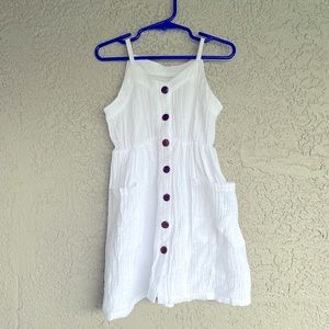 LIKE NEW/EUC Boutique Brand White Button-down Linen Dress size 6-12m